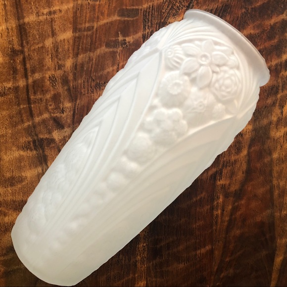 Vintage Frosted Glass Art Nouveau Style Vase 12 inch